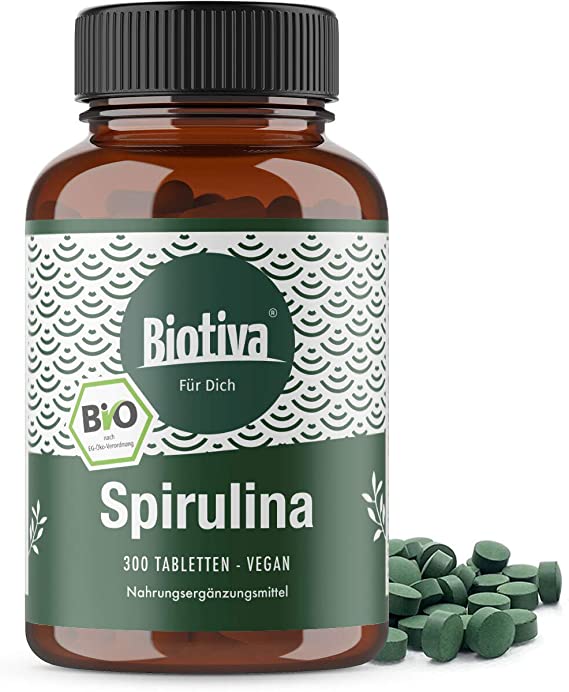 Spirulina Bio 300 Tablets 500mg -Premium Organic Quality -High Dose Tablets -Arthrospira Platensis Alge -Without Magnesium Stearate -Bottled and Controlled in Germany (DE-ECO-005)