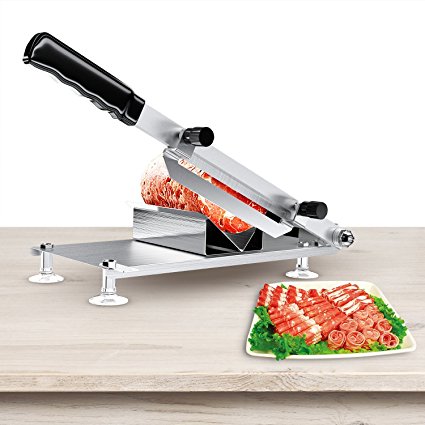 Manual Frozen Meat Slicer, Stainless Steel Handle Meat Cutter Beef Mutton Sheet Slicing Machine,Roll Meat Vegetable Meat Cheese Food Slicer for Home Kitchen and Business Use