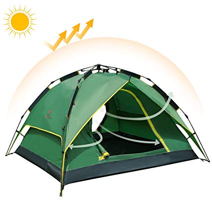 Camel Double Layer Shelter Waterproof Automatic Family Tent For 2-3 Person Outdoor Hiking Camping Beach