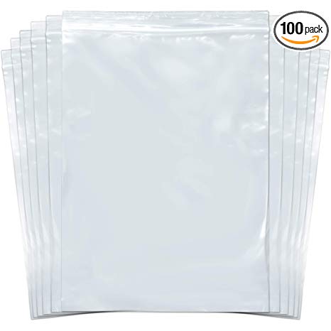 SNL Quality Zip Lock Reclosable Clear Disposable Plastic Bags, Strong | 9" X 12" - 2 MIL - 100 Bags