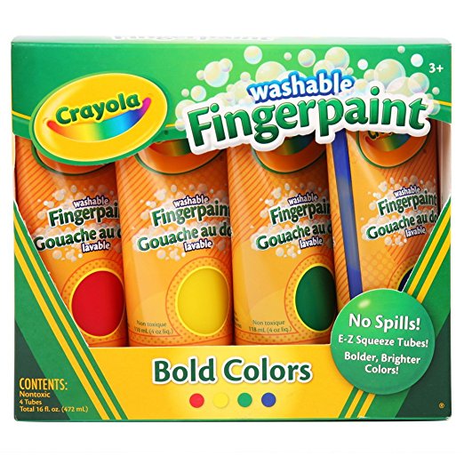 Crayola Washable Finger Paints, 4-Count ( 4 ounce tubes ), Red, Blue, Yellow and Green