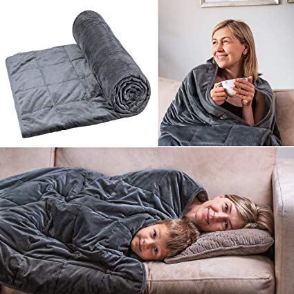 SERENITY SLEEP WEIGHTED BLANKET, XL size, 9.1 kg Ultra Premium, Calms Anxiety/Sensory Therapy Heavy Blanket uses Gravity -152x203cm- Washable -Grey -(60x80 inches - 20 lbs)- XL for Adults over 78kg