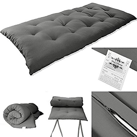 54"Wx80"Lx3"H Full Size Japanese Mattress- Tatami Floor Mat, Thai Massage Bed, Floor Bed (Dark Gray)