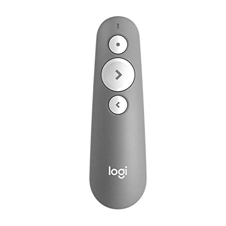 Logitech R500 Laser Presentation Remote (Mid-Grey) with Dual Connectivity Bluetooth or USB for PowerPoint, Keynote, Google Slides, Prezi