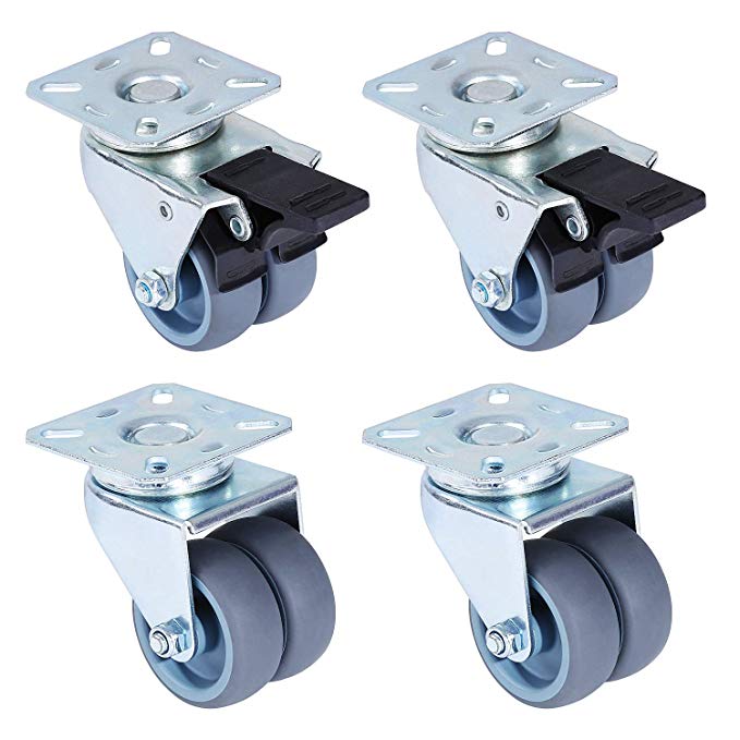 FEMOR 4 Pack 2” Swivel Caster Wheels, Heavy Duty Twin Wheels with 360 Degree Top Plate, Replacement Wheels for Carts, Furniture, Dolly, Workbench, Trolley