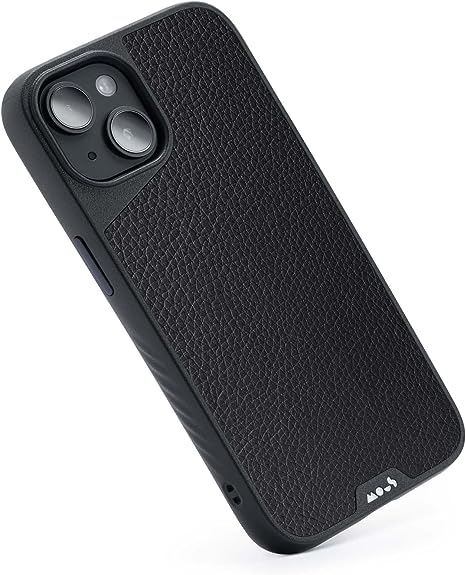 Mous - Protective Leather Case for iPhone 14 Plus - Black Leather - Limitless 5.0 - Fully MagSafe Compatible - iPhone 14 Plus Case Shockproof