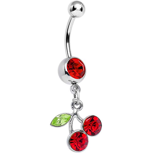 Body Candy No 2 Red Dangling Cherry Belly Button Ring