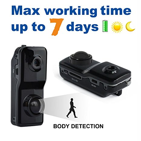 Conbrov® DV089 Mini Hidden Spy Camera Body Cam Covert Motion Activated Security Video Recorder Max Working Time Up to 7 Days