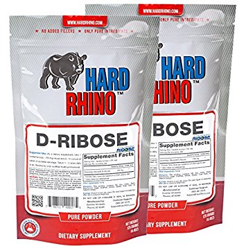 Hard Rhino D-Ribose (Bioenergy Ribose®) Powder, 250 Grams (8.8 Oz), Unflavored, Lab-Tested, Scoop Included