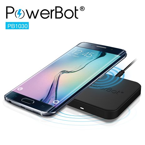 PowerBot® PB1030 Qi Enabled Wireless Charger Inductive Charging Pad Station for All Qi Standard Compatible Devices Including Samsung, iPhone, Nokia, Google, Nexus, LG, HTC and Other Smartphones with Receivers, Black