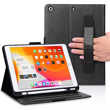 FYY Case for iPad 10.2 2019, iPad 7th Generation Case, Luxury Leather Protective Case with Auto Wake/Sleep, Pencil Holder Multiple Viewing Angles for New iPad 10.2 Inch (7th Gen) Black