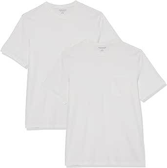 Amazon Essentials Men's Regular-Fit Short-Sleeve Crewneck Pocket T-Shirt, Pack of 2