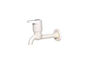 Rutvi Enterprise PTMT Nozzle Bib Cock Faucet/Tap | City Collection Nozzle Bib Tap with Wall Flange| Plastic Water Tap for Garden Areas and Washing Machine Areas | Pack of 1