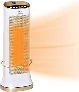 HOMCOM 2000W Electric Heater, PTC Ceramic Portable Fan Heater with Overheating & Tip-Over Protection, 45° Oscillating Energy Efficient Electric Heater for Home, Office, Study, Bedroom