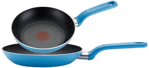 T-fal C969S2 Excite Nonstick Thermo-Spot Dishwasher Safe Oven Safe PFOA Free 8-Inch and 1025-Inch Fry Pan Cookware Set 2-Piece Blue