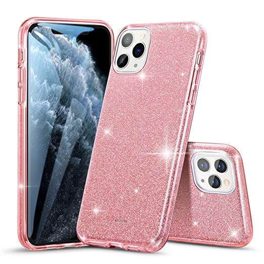 ESR Glitter Case Compatible for iPhone 11 Pro Max Case, Glitter Sparkle Bling Case [Three Layer] for Women [Supports Wireless Charging] for iPhone 11 Pro Max (2019 Release), Rose Gold