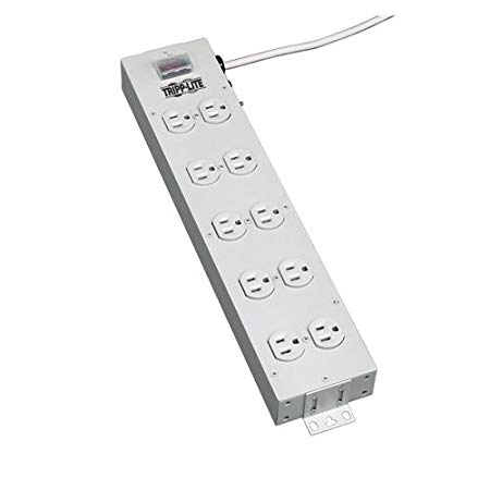 Tripp Lite 10 Outlet Home & Office Power Strip, 15ft Cord with 5-15P Plug, Light Gray (TLM1015NC)