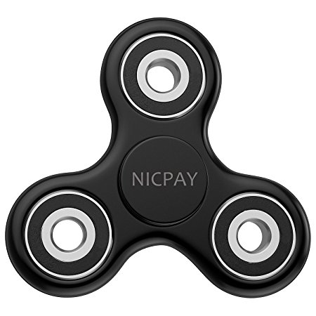 Nicpay EDC Fidget Hand Spinner Toy Stress Reducer - Ultra Fast Bearings Fidget Toys for Adults and Kids (style 2:Black)