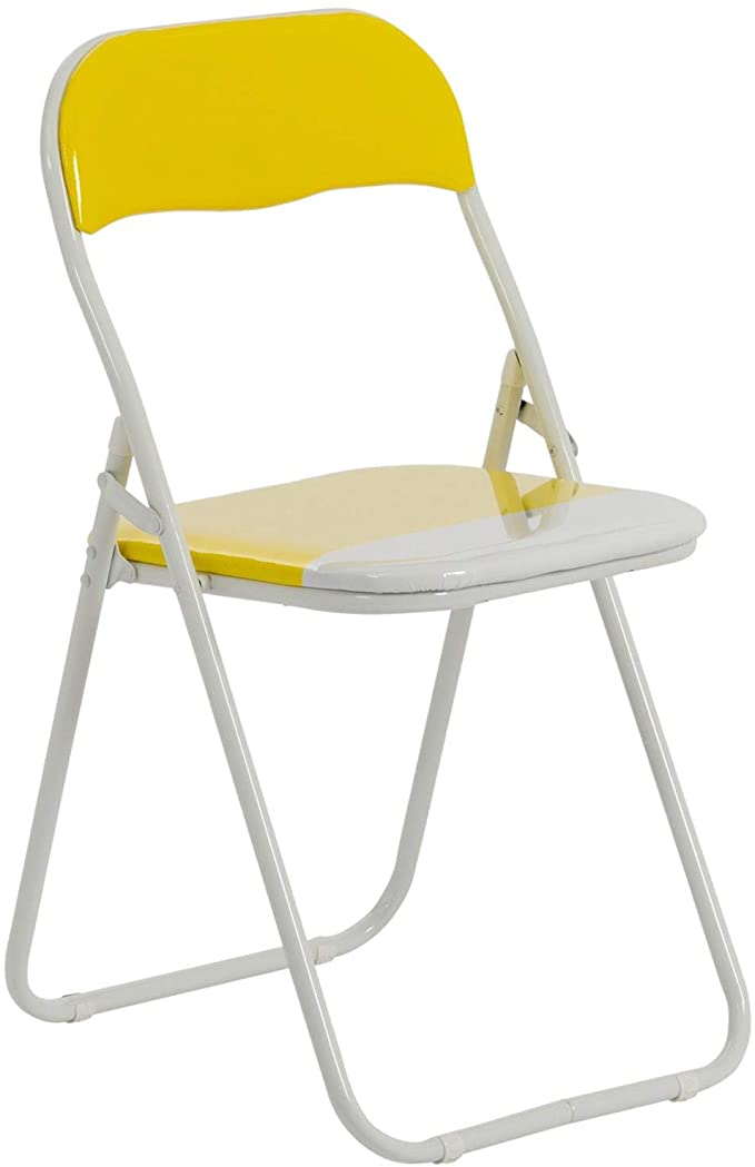 Harbour Housewares Yellow/White Padded, Folding, Desk Chair