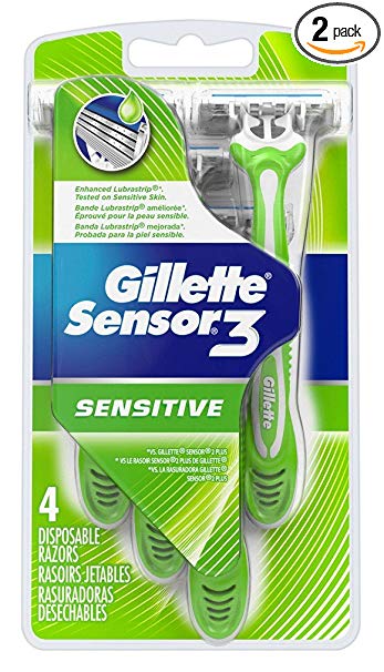 Gillette Sensor 3 Disposable Razors Men's 4 Each (Pack of 2)