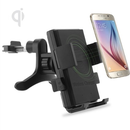 Qi Car Charger Mount Antye Qi Wireless Car Charger Dock Air Vent Wide Charging Area Holder for Samsung Galaxy S6S6 EdgePlusNote 5Nexus 56 and Other Qi Standard Smartphones