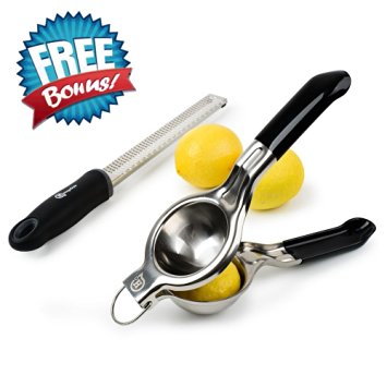 Brand New Premium Quality Lemon Squeezer & Grater/Zester Set: Professionally Designed By Homega Style & Supported by Lifetime Warranty - Best Juice Extractor For Limes, Lemons, Citrus & Small Fruits