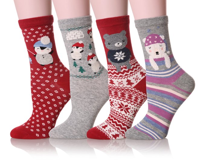 Dosoni Girl Novelty Cartoon Animal Lovely Cute socks 4 packs-Gift Idea