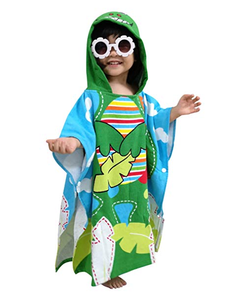 Athaelay Baby Bath Towel with Hood Dinosaur Hooded Poncho Towels for Toddler Boys/Girls 1 to 5 Years Old