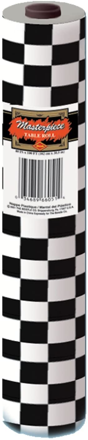 Checkered Table Roll (black & white) Party Accessory  (1 count) (1/Pkg)
