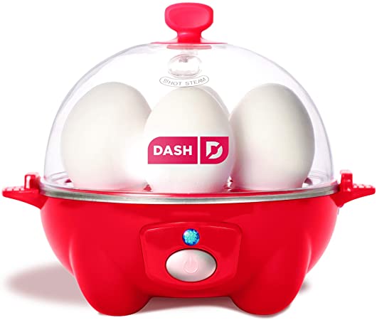 Dash Rapid Egg Cooker: 6 Egg Capacity Electric Egg Cooker for Hard Boiled Eggs, Poached Eggs, Scrambled Eggs, or Omelets with Auto Shut Off Feature - Red (Renewed)