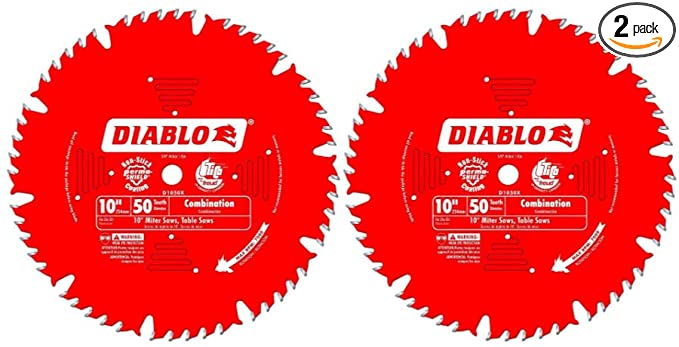 Freud D1050X Diablo 10-Inch 50-tooth ATB Combination Saw Blade 5/8-Inch Arbor & PermaShield Coating (2 Pack)