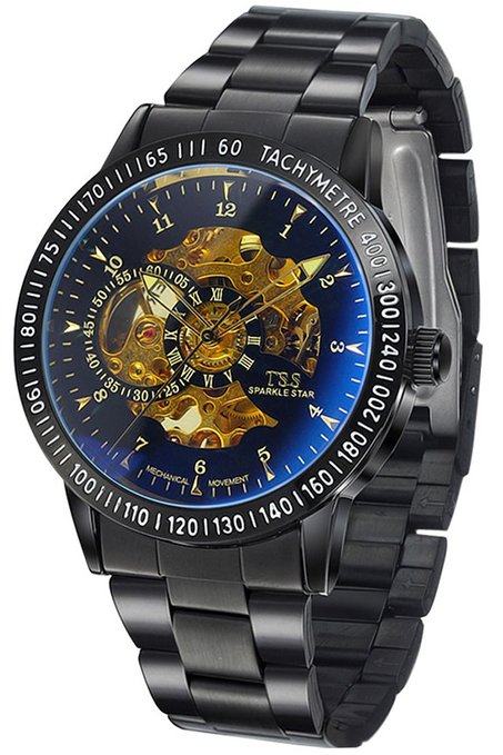 TSS Men's T5009HC5 Automatic Skeleton Diver Beze Watch with Stainless Steel Band