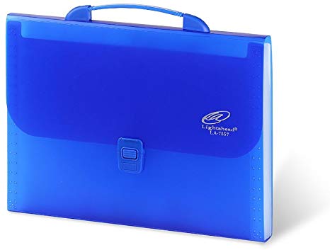 Lightahead LA-7557 Expanding File Folder with Handle and Insert Button with 12 Pockets. Available in Colors Blue, Pink (Blue)