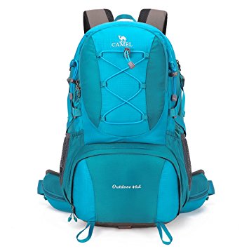 Camel 40L Travel Backpack Lightweight Hiking Backpack Daypack Waterproof with Rain Cover for Camping Climbing Outdoor Mountaineering Fishing by