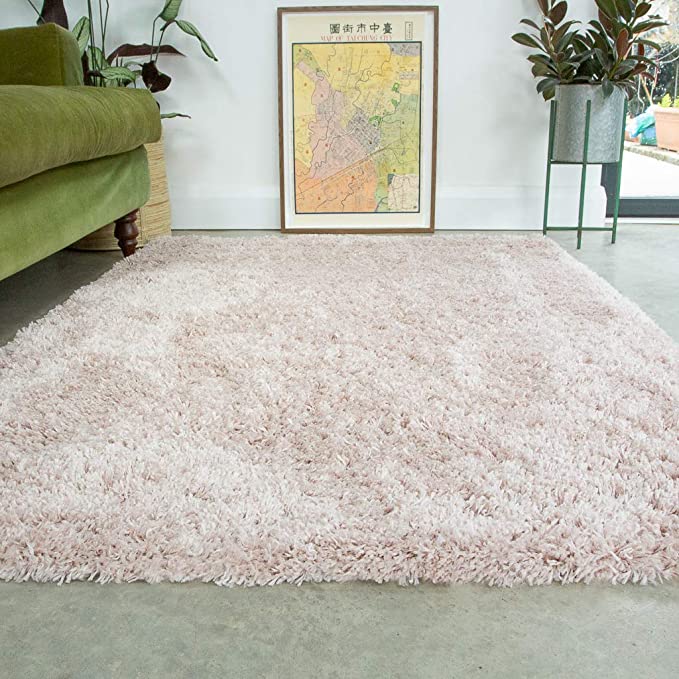 Pink Thick Shaggy Rug Blush Modern Durable Super Soft Fluffy Shag Rugs Living Room Area Bedroom 120cm x 170cm