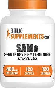 BulkSupplements.com SAMe Capsules - S-Adenosyl-L-Methionine, SAM-e Supplement - SAM-e 400mg, Gluten Free - 1 Capsule per Serving, 120 Capsules (Pack of 1)