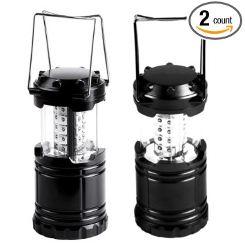 High Quality 2 Count Ultra Bright Camping Lantern which for Hiking, Emergencies, Hurricanes, Outages, Storms, Camping and Multi Purpose - Black - Divine LEDs