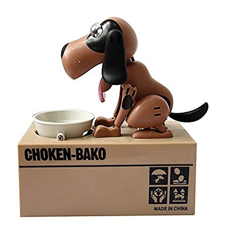 Qiyun Choken Puppy Hungry Eating Dog Coin Bank Money Saving Box Piggy Bank
