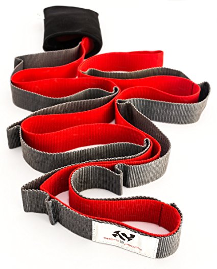 Sport2People Dance Stretching Straps - Also for Tall People - Recommended by Physiotherapists - Deepen Your Stretches Safely with Yoga Belt - Easy to Clean - Carry Bag & Workout Instruction Included