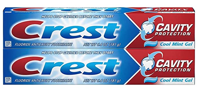 Crest Cavity Protection Toothpaste, Cool Mint Gel 6.4 oz (181g) - Pack of 2