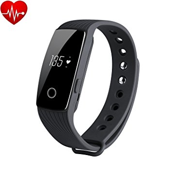 Fitness Tracker & Heart Rate Monitor, TINCINT ID107 Smart Bracelet Pedometer Bluetooth 4.0 Smart Watches Tracking Calorie Health Sleep Monitor Life Waterproof Fitness Band with Soft Silicon Wristband for Android iOS Phones