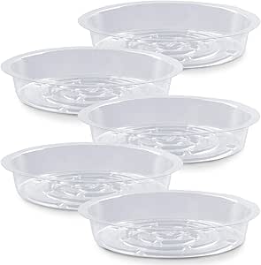 Plant Saucer,5 Pack Heavy Duty Plastic Plant Saucer Drip Trays Small Plant Plate Dish,Heavy Duty Clear Plastic Plant Saucers Flower Pot Tray Flower Pot Drip Pan for Indoor and Outdoor Plants (6 Inch)