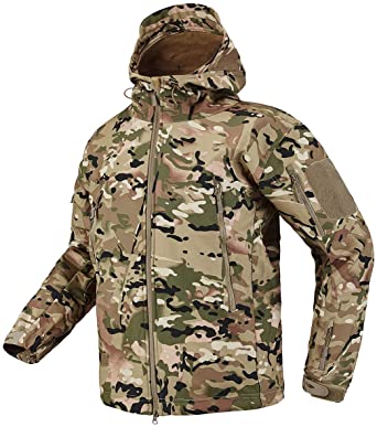 CARWORNIC Men's Tactical Outdoor Hunting Jacket Waterproof Softshell Fleece Camouflage Jackets