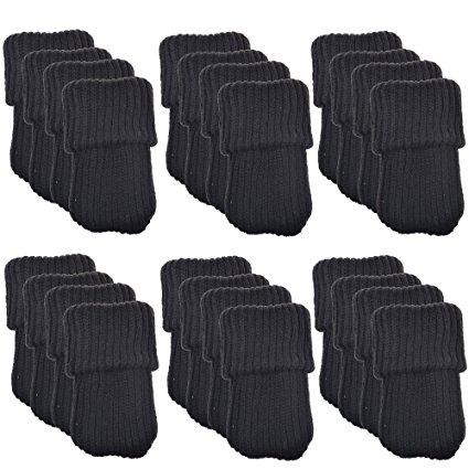 BCP 24pcs Knitting Wool Furniture Socks/ Chair Leg Floor Protector (Black Color)