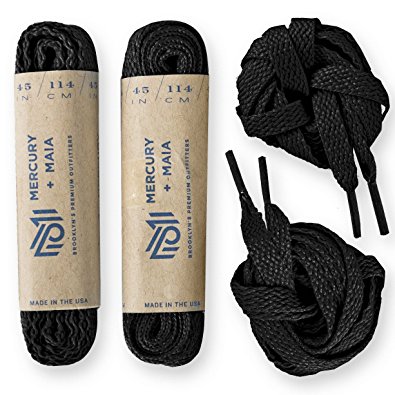 Mercury   Maia Flat Athletic Shoelaces 2 Pair Pack- Flat Shoe Laces for Sneakers & Tennis Shoes - 45 inch, 54 inch, 63 inch - Made in the USA