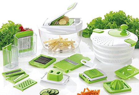 Vegetable's Chef - Salad Spinner - Mandoline Slicer - Onion, Vegetable, Fruit and Cheese Chopper - Dice, Slice and Chop for Salads, Soups, Ragout and More - Free Peeler and Recipe eBook mailed to You