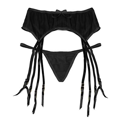 Slocyclub Sexy Midnight Women's Stretch Mesh Metal Clasp Garter Belt