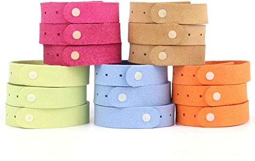 15 Pack Kids Mosquito Bracelet, DEET Free Mosquito Bands for Adults Indoor Outdoor Trip, Natural Plant Based Ingredients