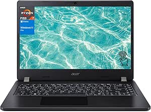 acer TravelMate TMP214 Business Laptop, 14" FHD Screen, AMD Ryzen 7 Pro 5850U, 16GB RAM, 512GB SSD, Fingerprint Reader, Backlit Keyboard, Wi-Fi 6, Windows 11 Pro, Black