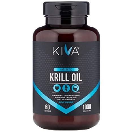 Kiva Antarctic Krill Oil with Astaxanthin - 1000mg, Omega 3, DHA   EPA, Heavy Metal Tested (60 Softgels)